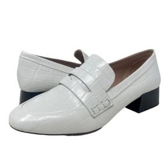 NEW AD & DAUGHTERS White Croc Print Penny Loafers. Size 9 - Picture 2 of 8